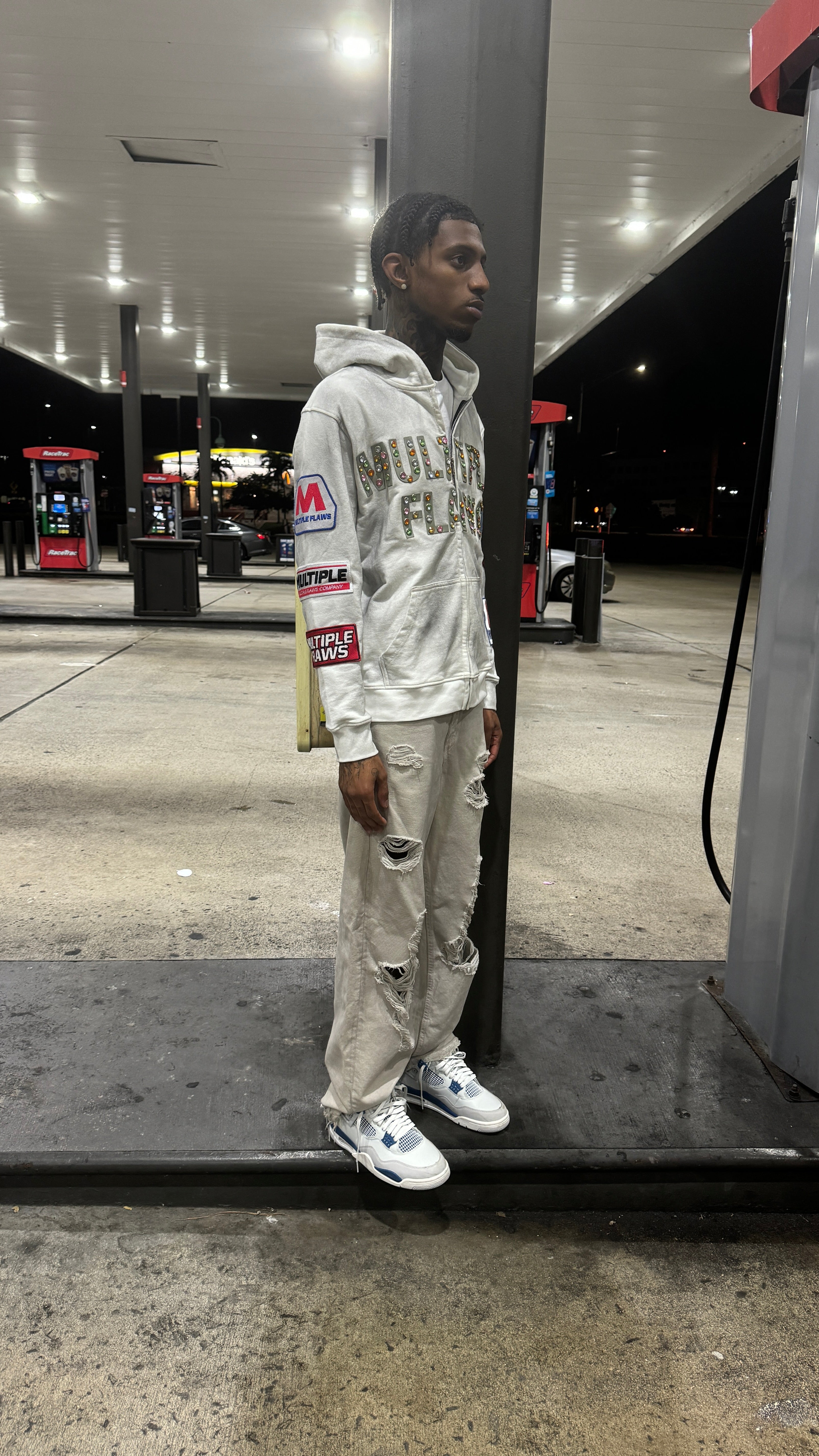 White "petrol" Hoodie