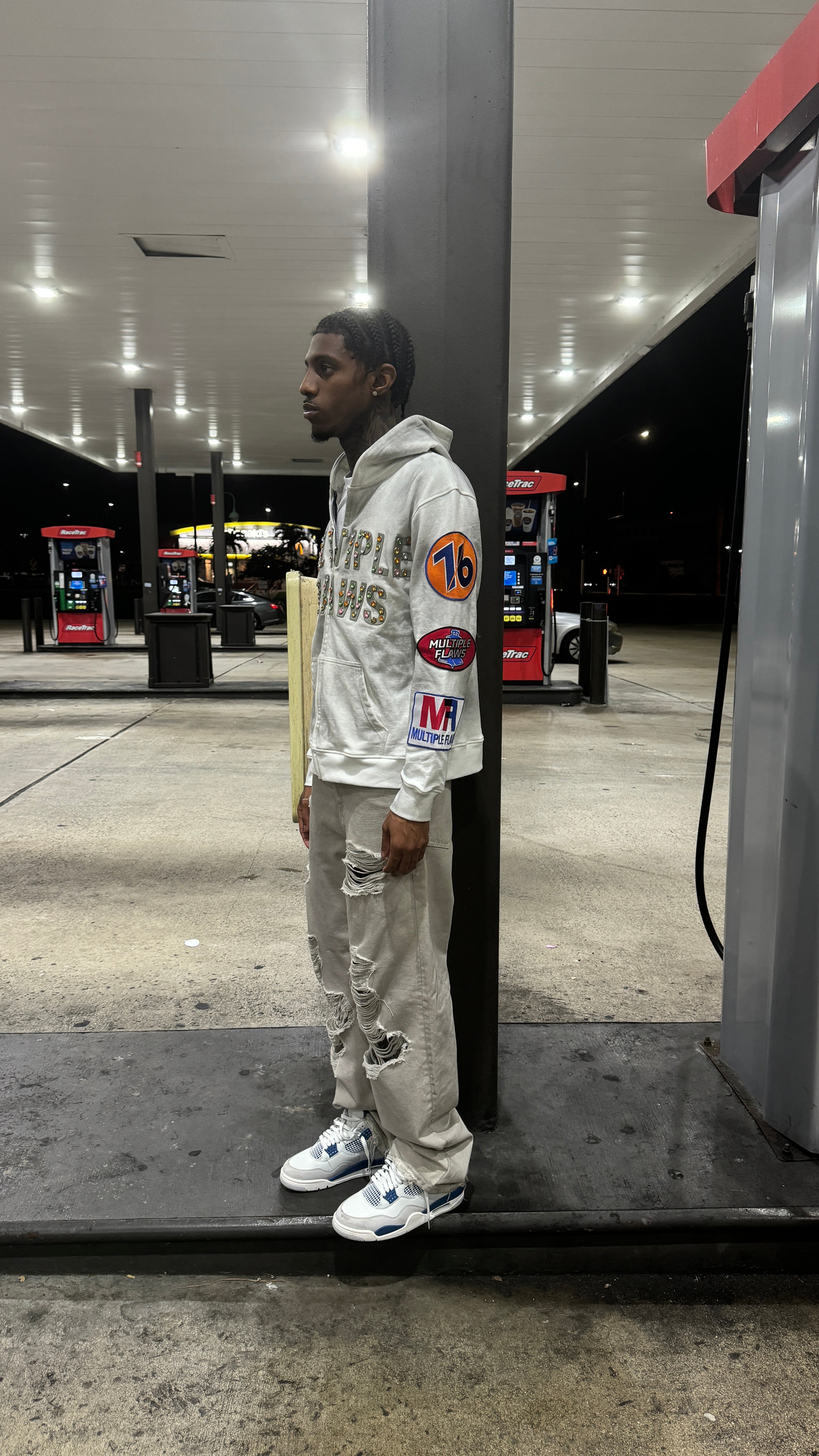 White "petrol" Hoodie